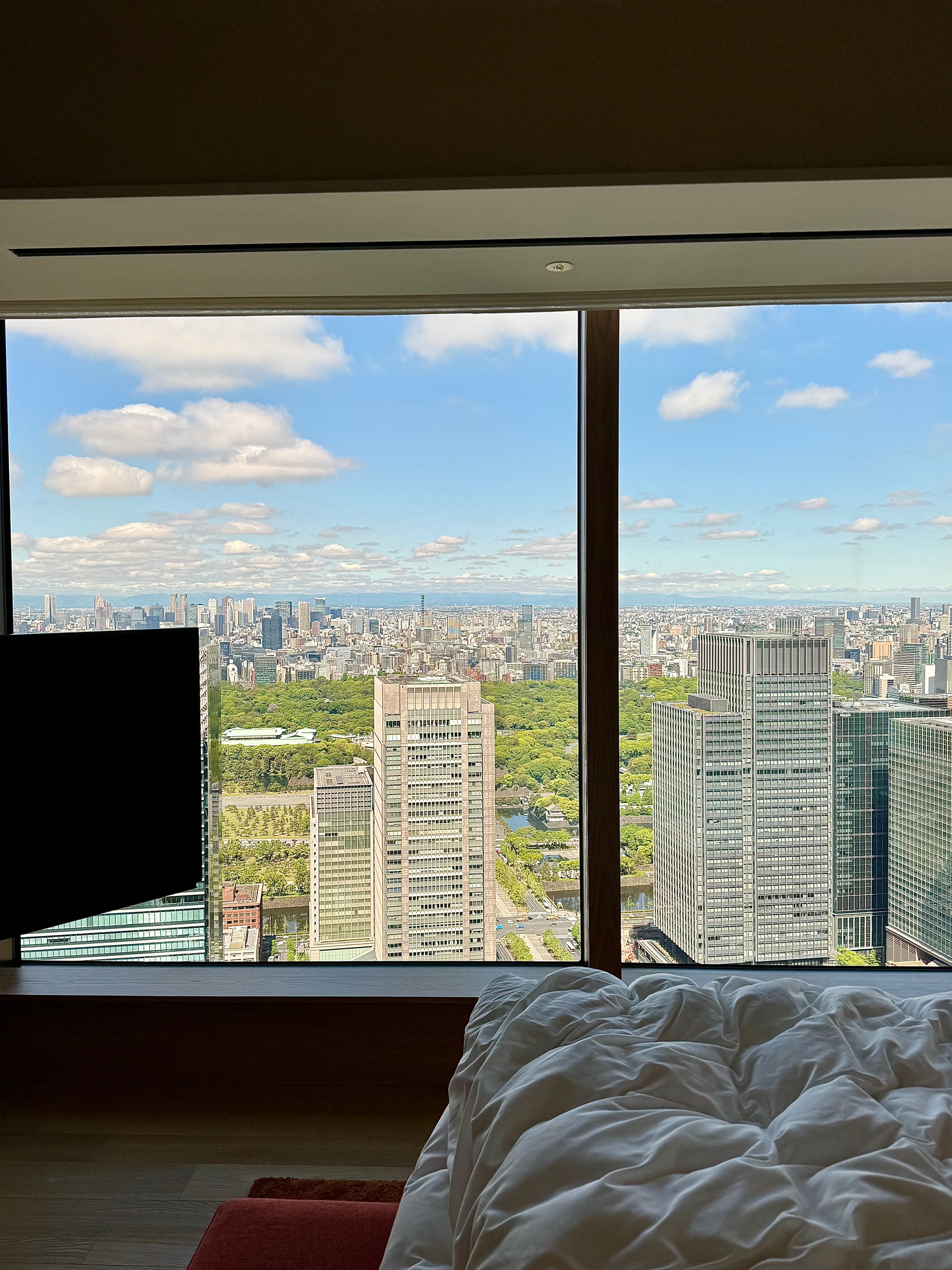 Tokyo skyline from a guest room at Bulgari Tokyo